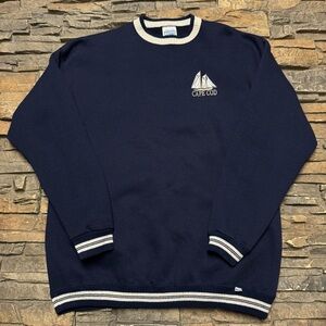 Vintage Cape Cod Massachusetts Crewneck Sweatshirt Mens XL Navy Ringer VTG 90s
